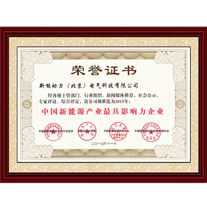 2015中國新能源產業(yè)最具影響力企業(yè)